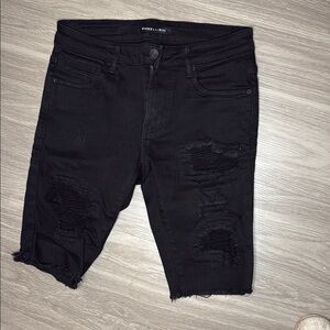 Embellish Black Denim Shorts